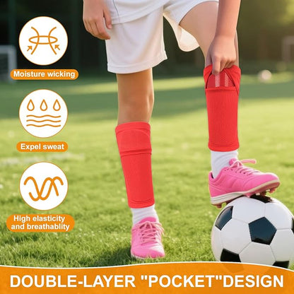 Shin Guards Soccer Kids 2025 Version High-Density Foam Soccer Shin Guard with Sleeves Shin Protective Pads for Kids Daily Practice School Competitions Outdoor Play