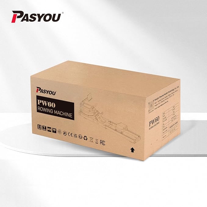 PASYOU Water Rowing Machines for Home Oak Wood Foldable Rower Machine 350LB Weight Capacity, 6 Levels Adjustable Row Machines with Monitor & Device Holder & 14L Tank, Bluetooth with Kinomap APP