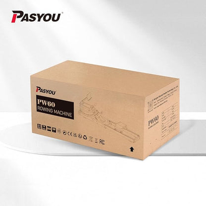 PASYOU Water Rowing Machines for Home Oak Wood Foldable Rower Machine 350LB Weight Capacity, 6 Levels Adjustable Row Machines with Monitor & Device Holder & 14L Tank, Bluetooth with Kinomap APP