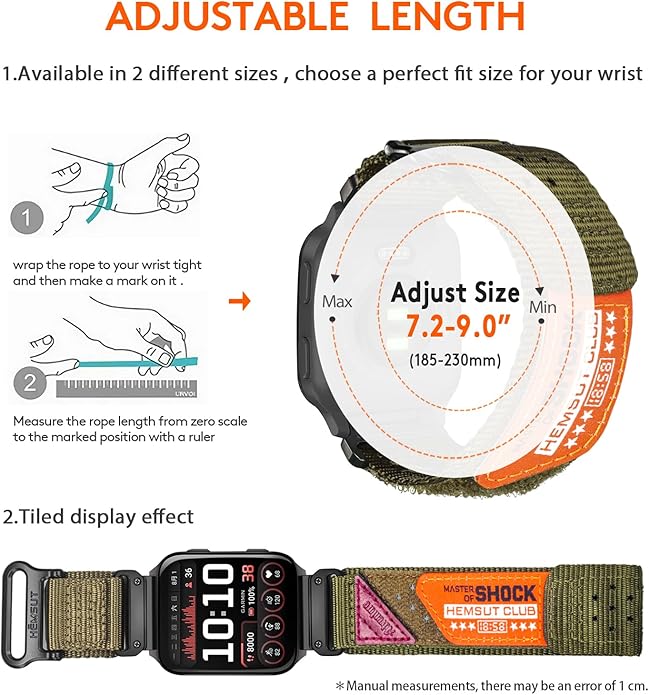 Rugged Nylon Sports Strap With Woven Loop Design, Compatible With Venu 2, 3, Plus, Sq, Sq 2, Music (Not 2S)