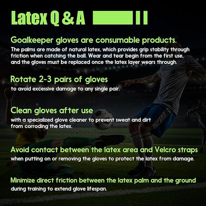 Youth&Adult Goalie Goalkeeper Gloves with Finger Protection Breathable Soccer Gloves with Strong Grips，6 Colors，Sizes 7-10