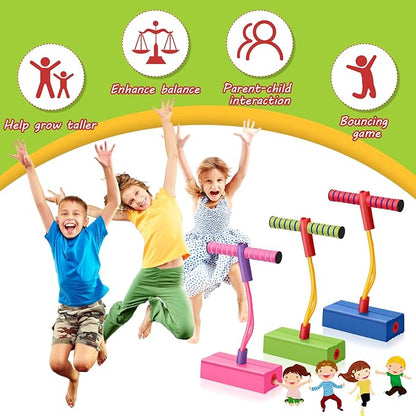 3 Pcs Pogo Stick Foam Jumper Toy Foam Pogo Fun and Safe Jumping Stick for Teens Adults Outdoor Indoor Toys Gift, Makes Squeaky Sounds and Squeaks with Each Hop