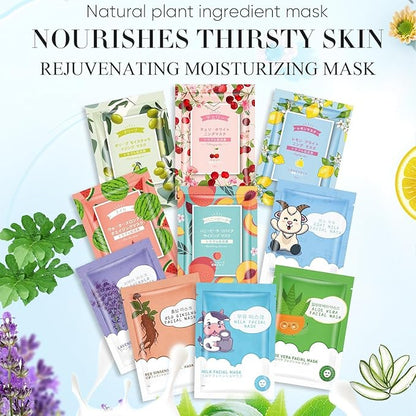 30 Pack Sheets Face Masks Skincare for for All Skin Types, Hydrating Face Masks Suitable for Sensitive Skin, Moisturizing Facial Mask for Skin Care, Face Sheet Mask Skincare for Face Spa