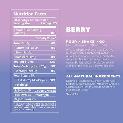 Tailwind Nutrition Endurance Fuel, Carbohydrate & Electrolyte Sports Drink Mix Powder, Gluten-Free, Vegan, Berry, 50 Servings