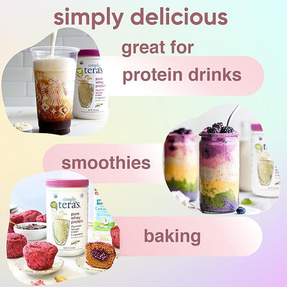 Simply tera's Pure Whey Protein Powder - Grass Fed Vanilla Whey Protein Powder, Clean, Made Without Artificial Sweeteners, Non-GMO, Kosher, rBGH-Free, Soy-Free - 12 Oz