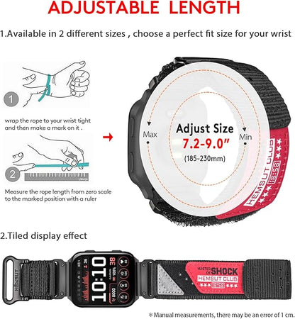 Rugged Nylon Sports Strap With Woven Loop Design, Compatible With Venu 2, 3, Plus, Sq, Sq 2, Music (Not 2S)
