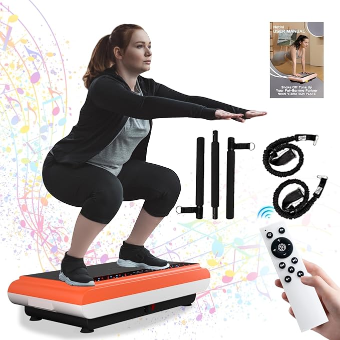 Vibration Plate Exercise Machine - Whole Body Workout Vibration Platform Lymphatic Drainage Machine for Weight Loss Home Fitness with Resistance Bands Remote