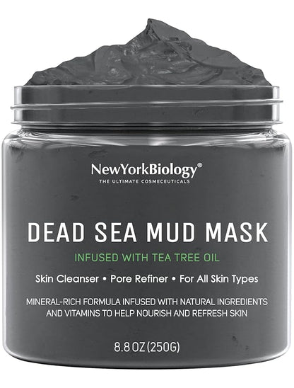 New York Biology Dead Sea Mud Mask for Face and Body | with Tea Tree | Spa Quality Pore Refiner for Oily Skin | Natural Skincare for Women & Men | Tighten Skin for A Healthier Complexion | 8.8 oz