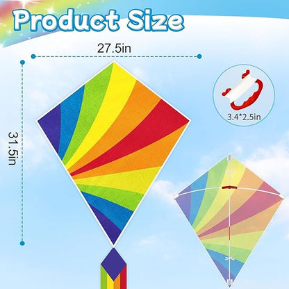 5 Pack Kites for Kids & Adults, Rainbow Butterfly Kite Delta Kites for Kids Age 4-8 8-12, Easy to Fly for Beginners, Easy to Assembled Colorful Kite for Beach Outdoor Toy Games & Family Trip