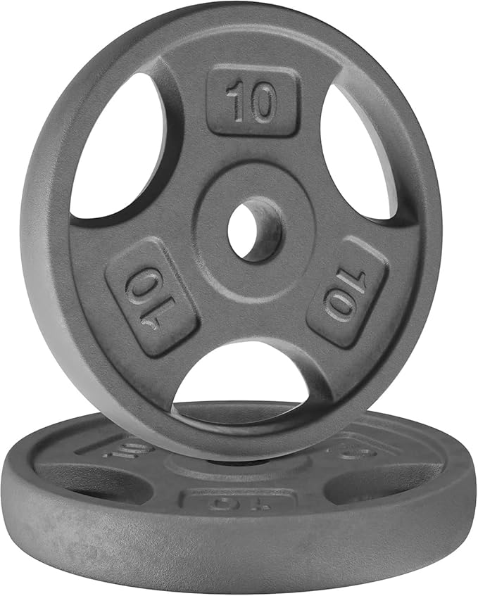 Yes4All Standard 1-Inch Grip Weight Plates, Cast Iron with Multiple Sizes from 2.5 lb to 35 lb for Strength Training, Weightlifting & Muscle Toning