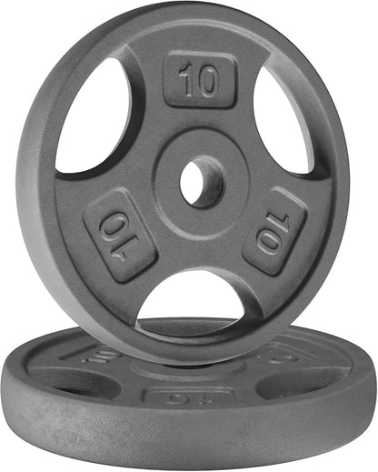 Yes4All Standard 1-Inch Grip Weight Plates, Cast Iron with Multiple Sizes from 2.5 lb to 35 lb for Strength Training, Weightlifting & Muscle Toning