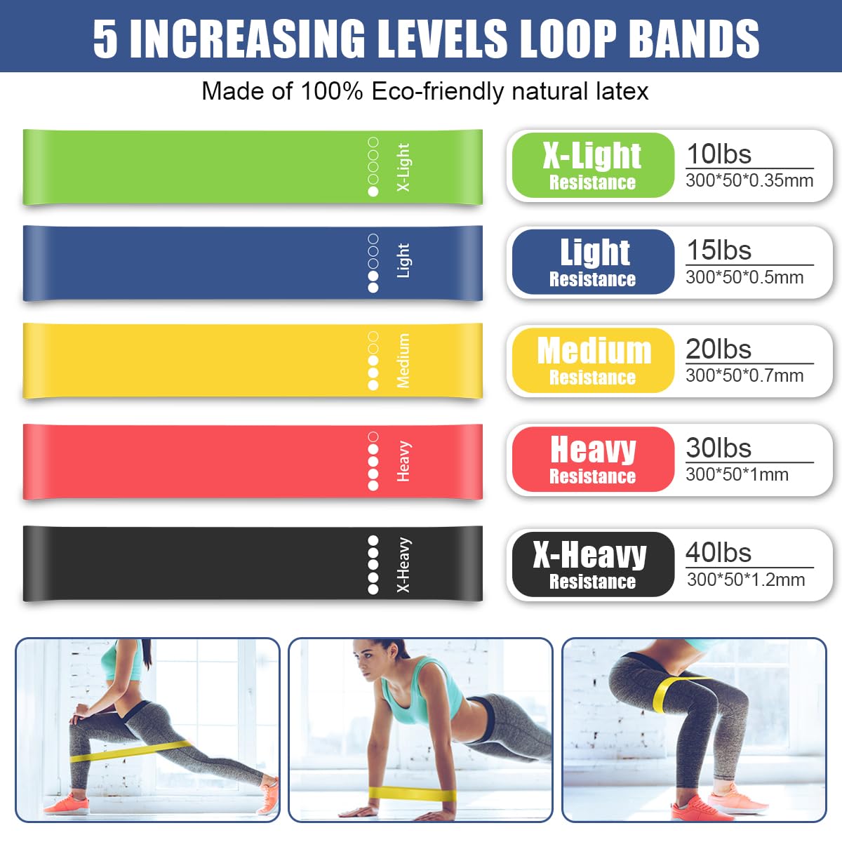 TAIMASI 23Pcs Stackable Resistance Bands Set with Handles Up to 150 Lbs