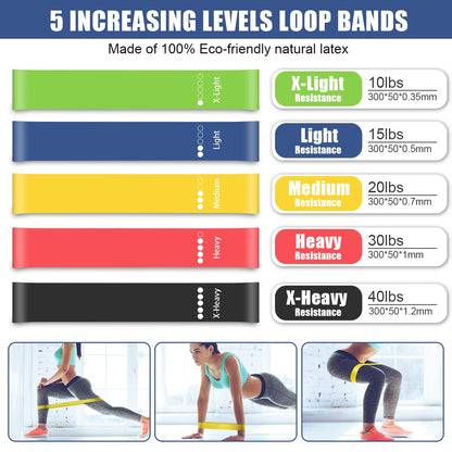 TAIMASI 23Pcs Stackable Resistance Bands Set with Handles Up to 150 Lbs
