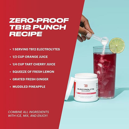 TB12 Electrolytes Powder Packets Fruit Punch ??Mineral-Rich Electrolyte Powder for Fast Hydration by Tom Brady - Natural, Low Sugar, Vegan, Gluten-Free, Easy to Mix - 15 Stickpacks