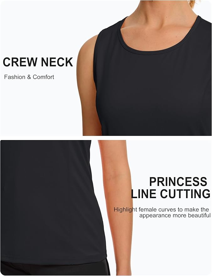 TACVASEN Women's UPF 80+ Workout Tank Top Sleeveless Quick Dry Sun Protection Hiking Athletic Gym Yoga Running Shirts