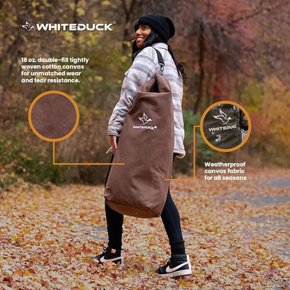 WHITEDUCK Top Load Canvas Folding Duffel Bag, Water Resistant Army Style Shoulder Bag for Men and Women- Gym, Sports, Travel, Hiking, Camping, Backpacking (Extra Large 30" x 50",Olive)