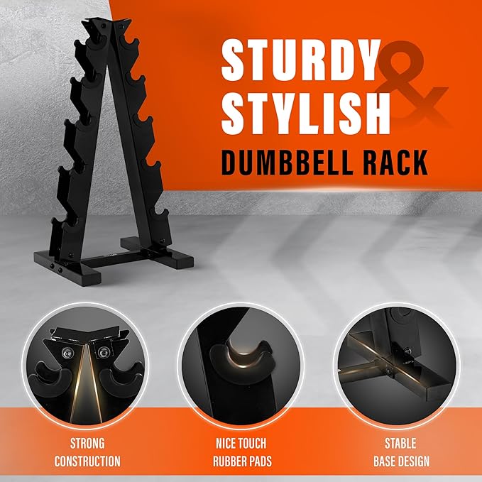 YES4ALL Dumbbell Rack Stand Only, 5 Tier A Frame Weight Rack for Dumbbells