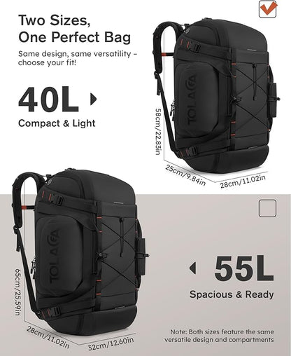 Tolaccea Gym Bag for Men with Shoe Compartment Wet Pocket, 40L Convertible Duffle Bag Gym Backpack Waterproof Sports Travel Bags with Extra 16'' Laptop Bag, 3-in-1 Workout Duffel Carry On for Airplane