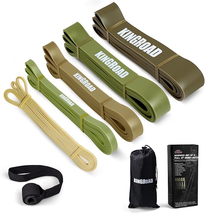 Resistance Band Pull Up Assistance Bands,Set of 5 Resistance Heavy Duty Exercise Stretch Fitness Bands for Stretching Power Lifting Workout Training with Instruction Guide