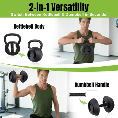Hezeyferg 2-in-1 Adjustable Kettlebell, 15-45 LB Kettlebells Weight Set with Wide Grip, 4.8-30 LB