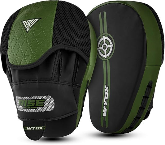 WYOX Curved Focus Mitts for Boxing & MMA | Durable PU Leather Punching Pads with Adjustable Strap |