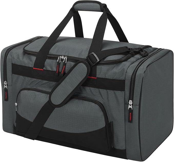 22 inch Gym Bag for Men - 55L Large Travel Duffle Bag Sports Equipment Bag with Multiple Zippered Pockets,Outdoor Workout Duffle Bag for Overnight Weekend - Dark Grey
