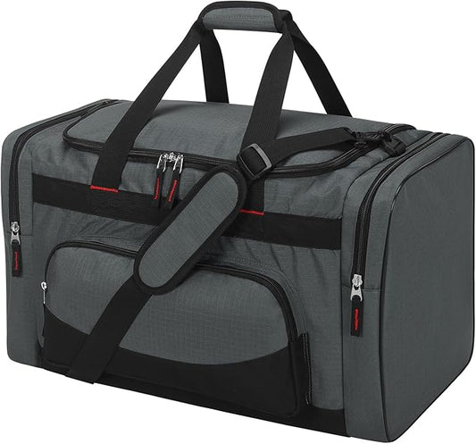 22 inch Gym Bag for Men - 55L Large Travel Duffle Bag Sports Equipment Bag with Multiple Zippered Pockets,Outdoor Workout Duffle Bag for Overnight Weekend - Dark Grey