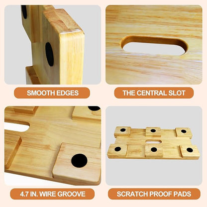 Wood Fitness Board, Wooden Exercise Board with Non-slip Design, Resistance Band Platform, for Band Workout, Stretching, Balance & Flexibility Exercise for Home Gym