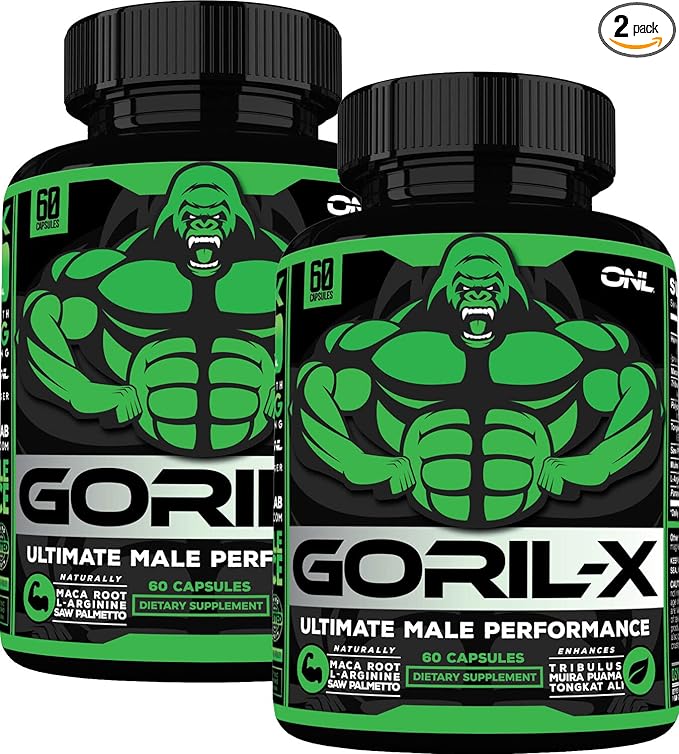 Testosterone Booster Supplement for Men - Goril X Workout Male Enhancing Pills 1000mg - Increase Size, Strength & Energy - with Horny Goat Weed, Tongkat Ali & Tribulus Terrestris - 60 Capsules (2pk)