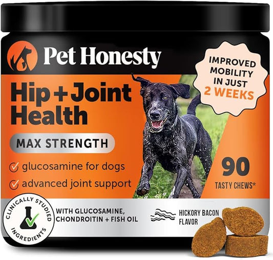 Hip & Joint Health Max Strength - Natural Joint Supplement for Dogs Chews - Glucosamine, Omega-3s