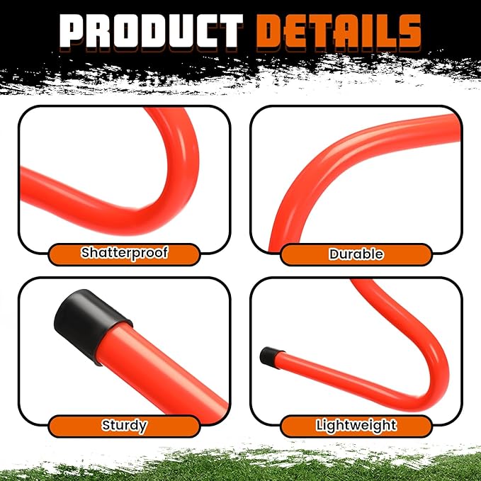 12 Pcs 12 Inch Agility Hurdles Training Equipment Agility Hurdles and Marker Cone Set Disc Cones Speed and Training Obstacle for Athletes Sports Soccer Football Tennis Basketball