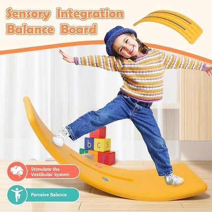 Balance Board Kids with Bouncy Ball, Wobble Balance Board for Balance & Courage Building, Sensory Integration Training, Ideal Toy for Kids Aged 3+
