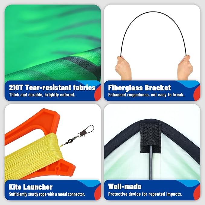 Three Headed Shark Kite for Kids and Adults,Kites for Kids Ages 8-12 Easy to Fly,Single Line Beach and Park Kite for Family Outdoor Games