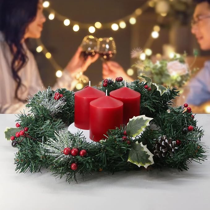 3x4 Inch Red Pillar Candles, 3 Packs Unscented Smokeless Dripless Cylinder Candles for Christmas, Wedding, Party, Home and Dinner Table, 45 Hours Burn