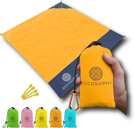 ECCOSOPHY Sand Proof Beach Blanket - Waterproof Picnic Blanket 60x55 Outdoor Compact Pocket Blanket