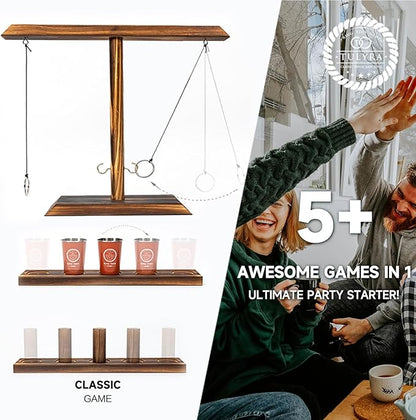 Ring Toss Game for Adults, Hook and Ring Game with Exclusive Carrying case & Unique Stainless Mini Cup, Super Easy to Assemble, XL Size(15.7" X 13"), Outdoor, Family