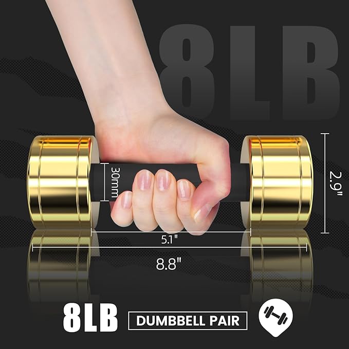 TECHNOAGE Round Dumbbell Sets with Steel Handle, Odorless Neoprene rubber Handle Cover