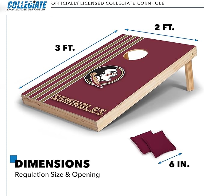 2' x 3' Solid Wood Cornhole Set with Direct Print HD Team Graphics – Great Gift for Any NCAA Fan! Bean Bag Toss Family Outdoor Games