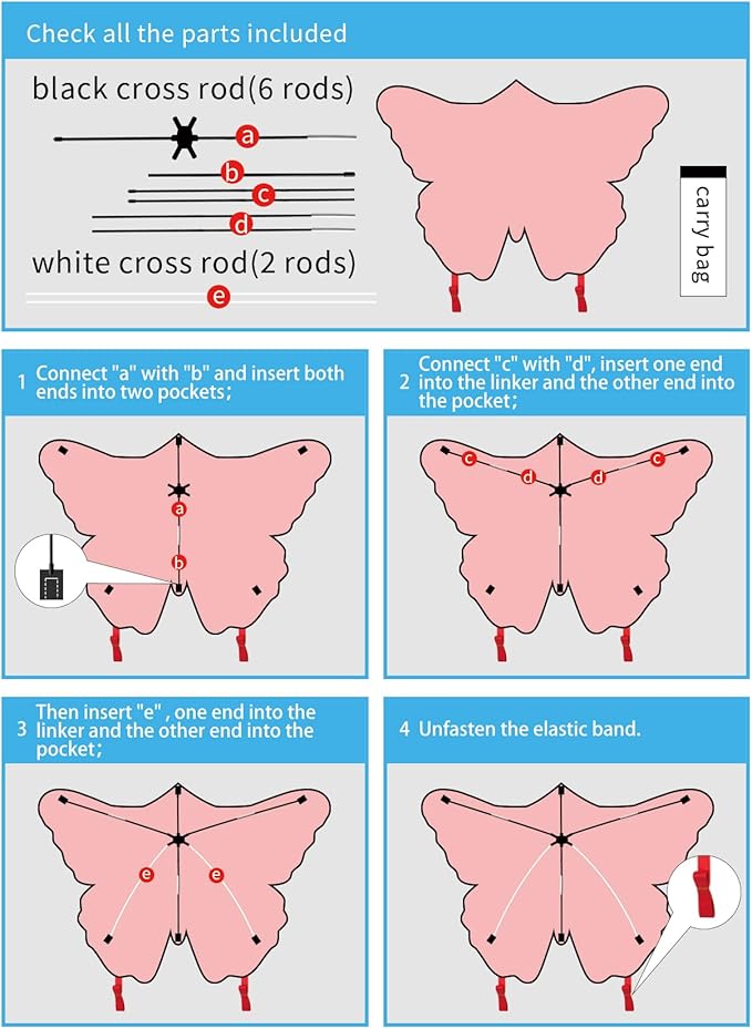 2 Pack Kites for Adults and Kids, Large Butterfly Kites Easy to Fly Kite with Long Tail, Big Kite with Handle and String, Perfect for Beginners, Beach Games, Outdoor Flying Fun