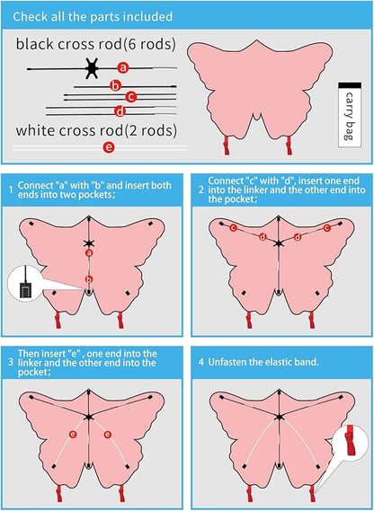 2 Pack Kites for Adults and Kids, Large Butterfly Kites Easy to Fly Kite with Long Tail, Big Kite with Handle and String, Perfect for Beginners, Beach Games, Outdoor Flying Fun