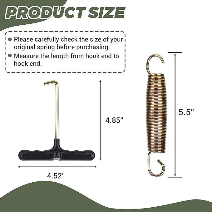 Trampoline Springs Replacement 3.5" to 8.5" Galvanized Steel Heavy Duty High Tensile Universal Trampoline Accessories with T-Hook Tool, 12 to 48 Pack