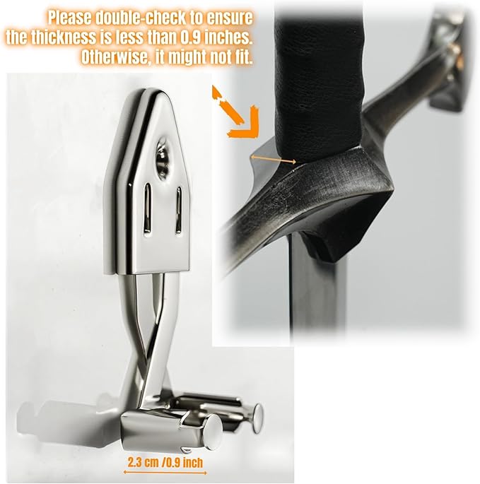 2/Set Vertical Sword Wall Mount Sword Hanger Adjustable Sword Mount Dagger Axe Blade Display (Silver 2pcs)