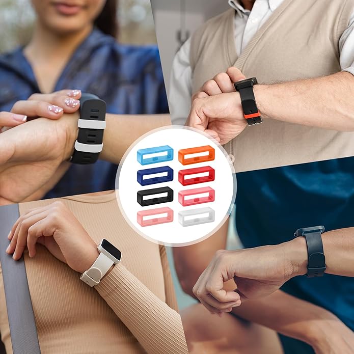 8 Pack Smart Watch Band Fixing Rings, Multi-Color Silicone Magicband Holder Locks Clips Strap Holder Watch Band Strap Replacement Accessories