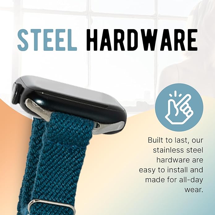 Braxley Bands - Organic Cotton Watch Bands For Women and Men, Compatible With All Apple Watch Sizes and Series - Washable, Sweat-Absorbent, Breathable Fit, Elastic Smart Watch Bands