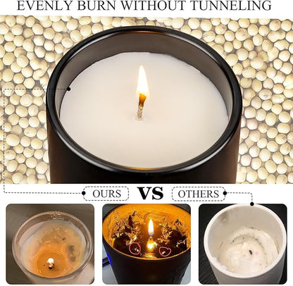 14OZ Vanilla & Smoke Scented Candle - Aromatherapy Candles with Lid - Soy Candles for Home Scented - Luxury Ceramic Jar Candles for Bedroom Kitchen Home Decor, Housewarming Party