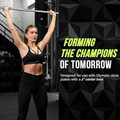 Olympic Training Barbell (6FT) (15 Pound Weight) (300 LBS Capacity), Home Gym Fitness Equipment, Strength Training Workout Bar, Weight bar for Squats, Deadlift, Weightlifting, Bench Press