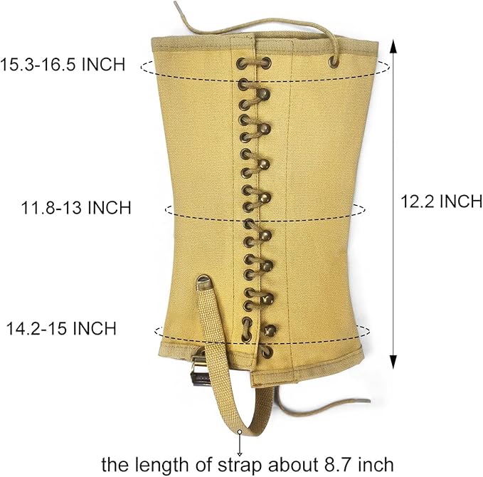 SMONT WW2 US. M1936 Gaiters Leggings Repro WWII Soldier Canvas Puttee for Hiking Climbing Khaki