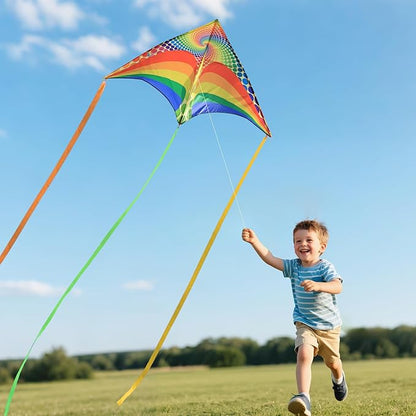 ORGCLDKT-Rainbow Cruiser Delta Kite, Kites for Kids Ages 8-12,4-8,Boys,Girls,Kites for Adults,Beach,Beginners,Giant.1Pc or 3Pcs Pack. Easy to Fly.