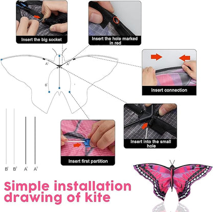 TOY Life Kites for Kids Ages 4-8 8-12, Large Butterfly Kites for Adults and Toddlers Age 3-5, Outdoor Toy Games Beach Kite Easy to Fly for Girls Boys