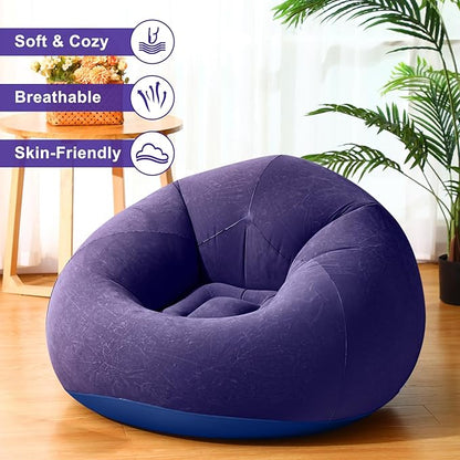 Realspring 12 Pcs Bean Bag Chairs for Adults Inflatable Chairs with Electric Air Pump,Blow up Couch Folding Portable Inflatable Couch Lazy Sofa for Reading Living Room Camping (Blue,Red,Coffee)